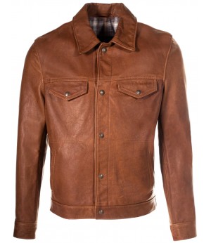 Men Cowhide Trucker Jacket