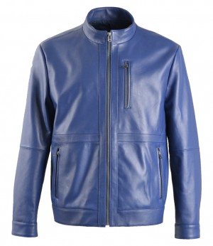 Men Blue Lambskin Jacket