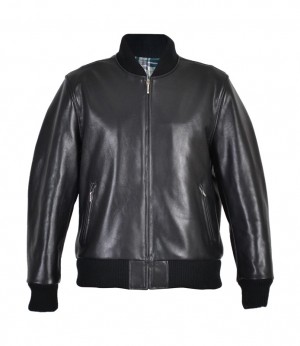 Men Waxed Cowhide Bomber Jacket