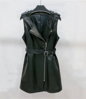 Women Lambskin Sleeveless Dress