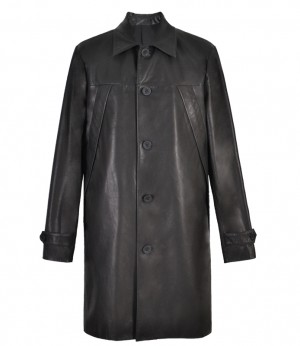 Men Leather Long Parka