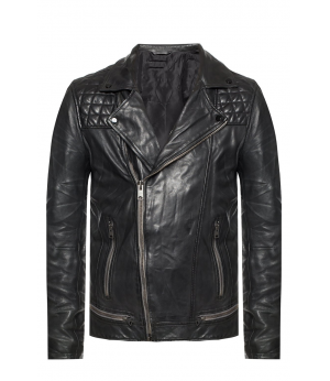 Men Black Leather Biker Jacket