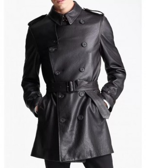 Men Lambskin Trench Coat 