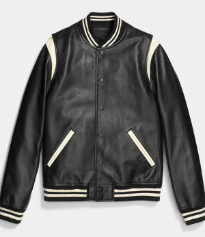 Men Leather Baseball Jacket