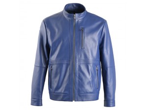 Men Blue Lambskin Jacket