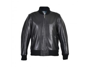 Men Waxed Cowhide Bomber Jacket