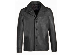 Men Cowhide Hip Length Car Coat