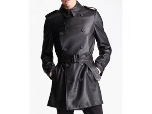 Men Lambskin Trench Coat 