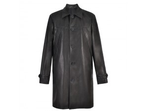 Men Leather Long Parka